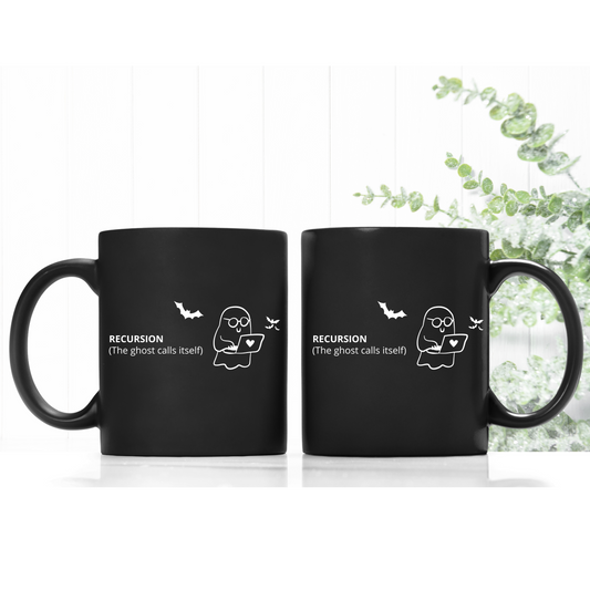 Cute Ghost Recursion Mug, Spooky Home Decor, Ghoul Mug